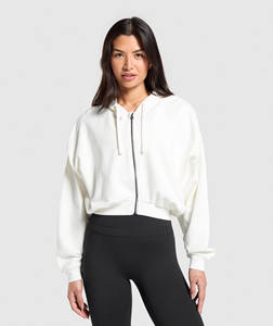 Prix d'usine doux blanc goutte épaule femmes sweat à capuche surdimensionné Top vente Anti-rides et respirant sweats à capuche vierges pour les femmes - Product Image 5