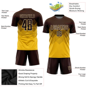 Tenues de football imprimées en polyester, manches courtes, col rond, respirantes, séchage rapide, antibactériennes, légères, personnalisables pour club - Product Image 4
