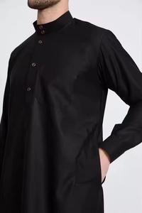 Jubba de Verano, Transpirable, de Poliéster, Casual, Cuello en V, Manga Larga, Corte Holgado, Largo hasta el Suelo, Shalwar Kameez, Nueva Moda, Estilo Qatarí, para Playa - Product Image 3