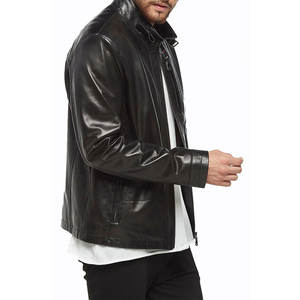 Veste de mode d'hiver pour hommes Couleur unie Fermeture à glissière Lapel Design Plus Size Classic College Style Trucker Vestes en cuir - Product Image 3