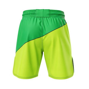 Pantalones Cortos de Boxeo MMA Asimétricos con Logotipo Personalizado, Color Verde Lima Diagonal, Elásticos, Transpirables, de Secado Rápido, Ligeros, Servicio OEM - Product Image 2