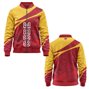 เสื้อแจ็กเก็ตเบสบอลบอมเบอร์ผ้าซาตินโพลีเอสเตอร์ปักโลโก้ตาม100% ของผู้ชายคอตั้งสไตล์ฤดูหนาว - Product Image 1