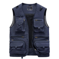 Gilet de pêcheur multi-poches 100% coton pour hommes gilet respirant pêche randonnée photographie Camping gilet