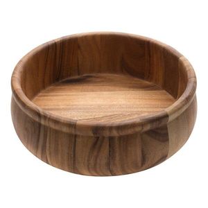 New Arrival <b>Large</b> Acacia Wood Round Salad <b>Bowl</b> with Stripes Elegant and Handcrafted Wooden Tableware for Your Home - Product Image 4