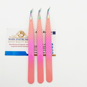 แหนบต่อขนตา3โทนสีชมพู45องศาพร้อมฉลากส่วนตัวทำจากสแตนเลส - Product Image 4