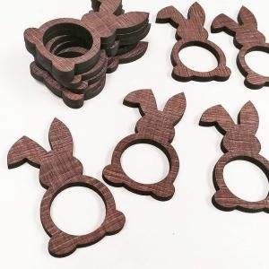 Wooden napkin <b>ring</b> with organic modern touch for <b>family</b> dining or special events with neutral wooden tones - Product Image 4