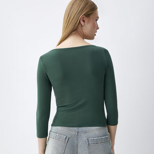 T-shirts décontractés pour femmes en coton 100% à manches longues, coupe ajustée, style Y2K, streetwear, logo personnalisé, vente en gros - Product Image 2