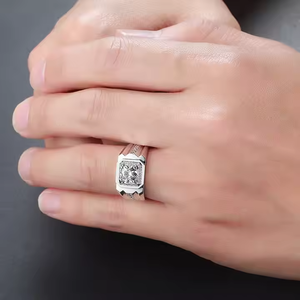 Men's Customizable 10K Gold Wedding Band <b>Ring</b> Classic Groove with Prong Set Lab Cut Diamond IGI Certified for Engagement - Product Image 4