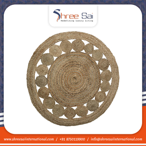 Vente chaude Conception Personnalisée Jute Organique Forme Ronde Tapis Brodé À La Main Jute Tapis Ensemble Utilisation pour Salon Et Chambre - Product Image 2