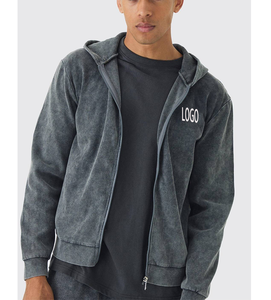 Sudadera con Capucha de Gran Tamaño, Estilo Moderno, Lavada, Teñida, con Bordado Personalizado, Apliques y Parches, para Hombre, Invierno - Product Image 3