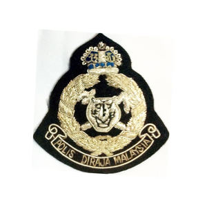 Écusson brodé à la main en fil de bullion blanc OEM Penjara Malaisie, écusson de sécurité en zinc blanc OEM, écusson de manche, écusson de poitrine, écusson d'aile - Product Image 4