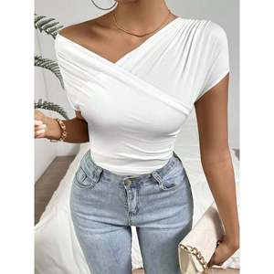 Women's Cross-Wrap Slim Fit Knit Tops - Product Image 1