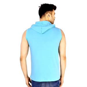 Sweat à capuche sans manches pour homme, coupe musclée, avec impression de logo personnalisée, respirant, séchage rapide, polyester/coton, fitness - Product Image 3
