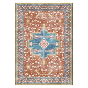 พรมเชนิลล์ลายดอกไม้แบบดั้งเดิมสีทองแดง รุ่น LXDP-0141 จาก RUGS DEPOT สำหรับขายส่ง ซักเครื่องได้ ไม่ลื่น - Product Image 1