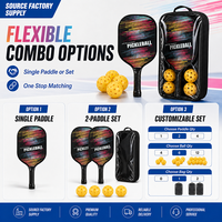 Set Raket Pickleball Serat Karbon Warna-warni dengan 2 Raket dan Bola Tersedia Sebagai Raket Tunggal Grosir Kustom