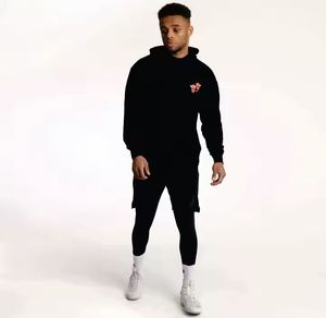 Sweat-shirt surdimensionné pour hommes d'usine populaire personnalisé poids lourd 100% coton sweat à capuche noir motif imprimé 3D polaire vierge - Product Image 2