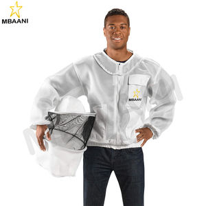 Veste d'abeille trois couches couleur blanche avec voile rond. - Product Image 1