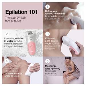 Depiladora Inalámbrica Recargable para Mujer, Afeitadora y Recortadora Húmeda/Seca, Set de 6 Piezas, Inglés/Francés, Alimentación por Batería - Product Image 4