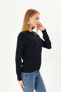 Suéter de cuello redondo para mujer Old Money, Jersey de punto para otoño e invierno, patrón transpirable e informal decorado - Product Image 4