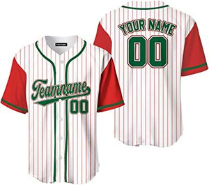 Maillots de baseball personnalisés 2024, rayures noires et blanches, manches raglan rouges, vêtements de sport respirants, séchage rapide, uniforme d'équipe unisexe - Product Image 5
