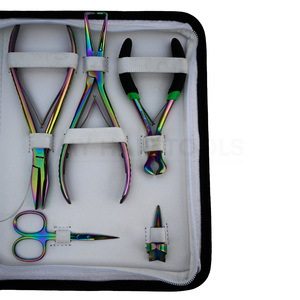 Pince professionnelle pour extensions de cheveux à clips et kit d'outils pour micro-anneaux, pinces pour extensions de cheveux, aiguilles, clips, ciseaux, anneaux - Product Image 4