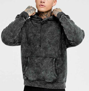 Sweat-shirts à capuche pour hommes personnalisés 2025, lavage à l'acide, fermeture éclair, poids lourd, tissu épais en polyester/coton, broderie vintage, patch - Product Image 4