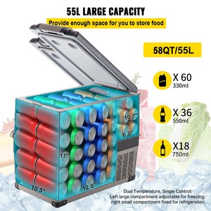 ตู้เย็นแช่แข็งแบบพกพา VEVOR 55 ลิตร สำหรับรถยนต์ รถบรรทุก เรือ สำหรับแคมป์ปิ้ง - Product Image 2