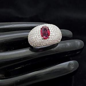 Bague tendance en laiton plaqué argent de qualité supérieure avec zircon, élégante pour les mariages et les soirées, pour femmes et jeunes filles - Product Image 1