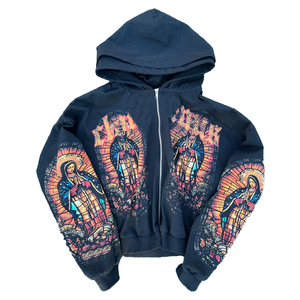 Sweat à capuche zippé surdimensionné en éponge française poids lourd imprimé DTG sweat à capuche lavé à l'acide hommes Double capuche Boxy sweat à capuche surdimensionné pour hommes - Product Image 1