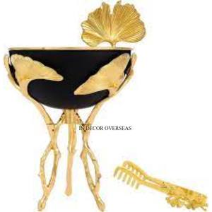 Juego de 2 quemadores de incienso Bakhoor recubiertos de polvo de Color negro de Metal de calidad Superior con hojas chapadas en oro y soporte de diseño de flores - Product Image 5