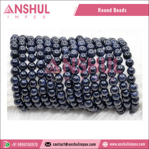 Large gamme de perles rondes en pierre de grès bleue naturelle de qualité supérieure, grade A, 6 mm, pour la fabrication de bijoux et de bracelets, Anshul Impex RB-BLSS-6 - Product Image 2