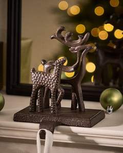 Cast iron <b>stocking</b> <b>holder</b> with antique finished ideal for both classic and contemporary <b>Christmas</b> decoration - Product Image 1