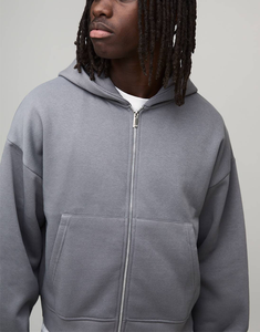 2026 Fall Winter Collection Boxy Fit Men Tracksuit Top With Hood Custom Embossed Logo Warm Up Anti Pilling Fleece <b>Line</b> <b>Hoodie</b> - Product Image 3