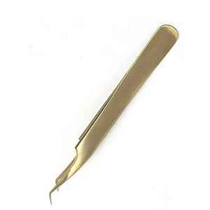 Juego de Pinzas para Extensión de Pestañas de Acero Inoxidable con Punta de Fibra Puntiaguda, Antimagnéticas, con Puntas Suaves, Color Oro Plasma - Product Image 2