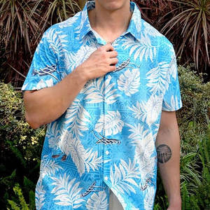 Chemise hawaïenne de vacances élastique personnalisée de haute qualité, chemises de plage à sublimation pour hommes - Product Image 4