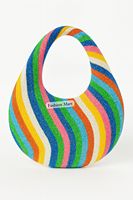 Sac à main en perles à rayures arc-en-ciel coloré sac fourre-tout en forme de larme pour femmes sac à bandoulière tendance d'été