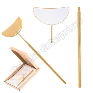 Espejo de pestañas para extensión de pestañas, accesorio para extensiones de pestañas con mango grande de media luna de acero inoxidable - Product Image 3