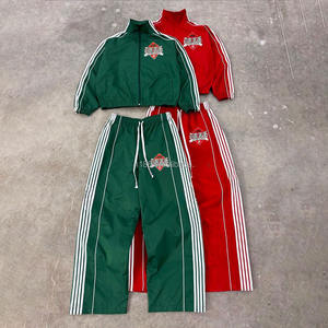 Custom Zipper Windbreaker Jacket and <b>Nylon</b> Track Pants Set Stripe Design Tracksuit for Men Jogger <b>Nylon</b> Windcheater Sets Men's - Product Image 1