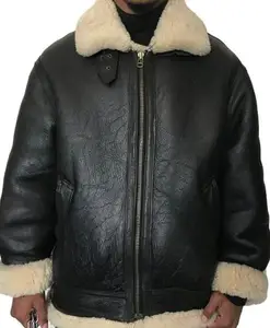 B3 AVIATOR jaket kulit pria, jaket bulu musim dingin gaya jalanan formal