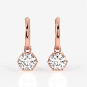 Round Lab Grown <b>Diamond</b> Drop <b>Earrings</b> 9K Gold Plated 14K White Gold for Weddings and Parties - Product Image 5
