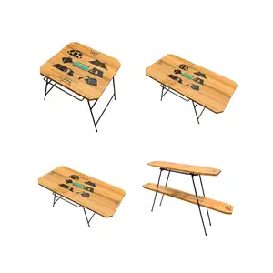 Mesa de madera para acampada, mesa de madera para acampada, plegable