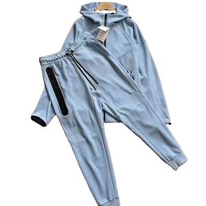 2025 nouveau Logo personnalisé Tech polaire à capuche veste hommes Jogging deux pièces ensemble costume vêtements de sport survêtement décontracté hommes costumes - Product Image 3