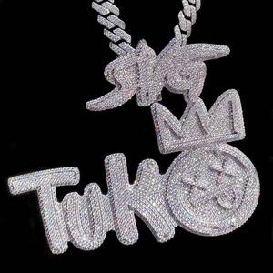 Luxueux pendentif lettre personnalisée en diamant cultivé en laboratoire en argent Sterling 925 entièrement glacé Style Hip Hop cadeau parfait bijoux - Product Image 3