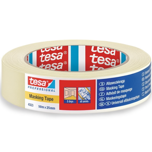 Ruban en crêpe beige clair 50m x 25mm TESA, lot de 12 - Product Image 3