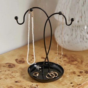 Support de bijoux noir chic pour boucles d'oreilles colliers anneaux organisateur moderne élégant pour vanité présentoir de table et dressing - Product Image 4