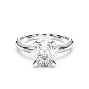 Forme ovale 2.00 carats E-F/VVS-VS Moissanite Solitaire bague de fiançailles en or massif ensemble de broches pour les femmes - Product Image 6