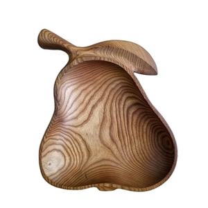 Cuenco de frutas secas con forma de pera para el hogar, hotel, restaurante, vajilla de cocina, tazones de madera Natural marrón, acabado - Product Image 4