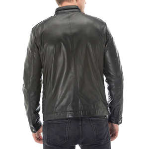 Veste en cuir pour homme, coupe ajustée, best-seller, style streetwear, tissu en toile écologique et imperméable - Product Image 2