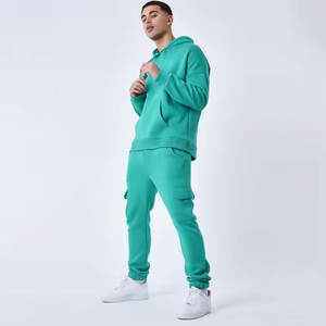 Chándales de invierno Vintage para hombre 100% algodón lavado ácido con capucha y pantalones de chándal conjunto impreso sólido chándal - Product Image 6