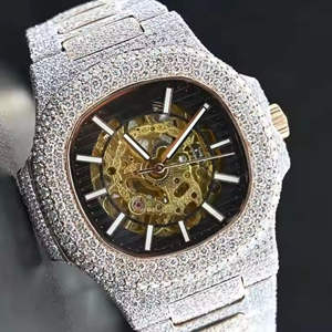 Reloj de Lujo con Diamantes de Imitación ETA VVS de la Mejor Calidad, Pantalla Analógica, Correa de Acero Inoxidable de 20 mm, Cristal de 41 mm, Estilo Hip Hop Deportivo - Product Image 4